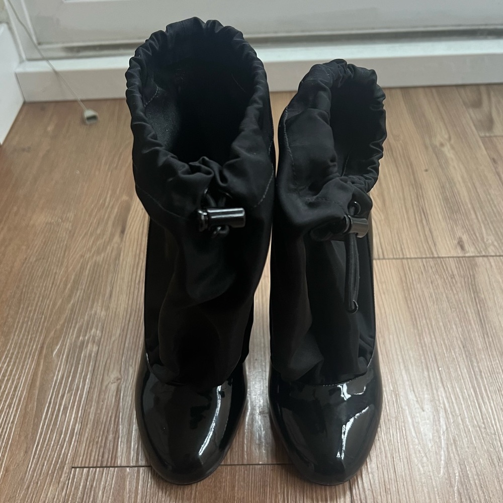 Prada Patent Leather Nylon Heel Boots FW18